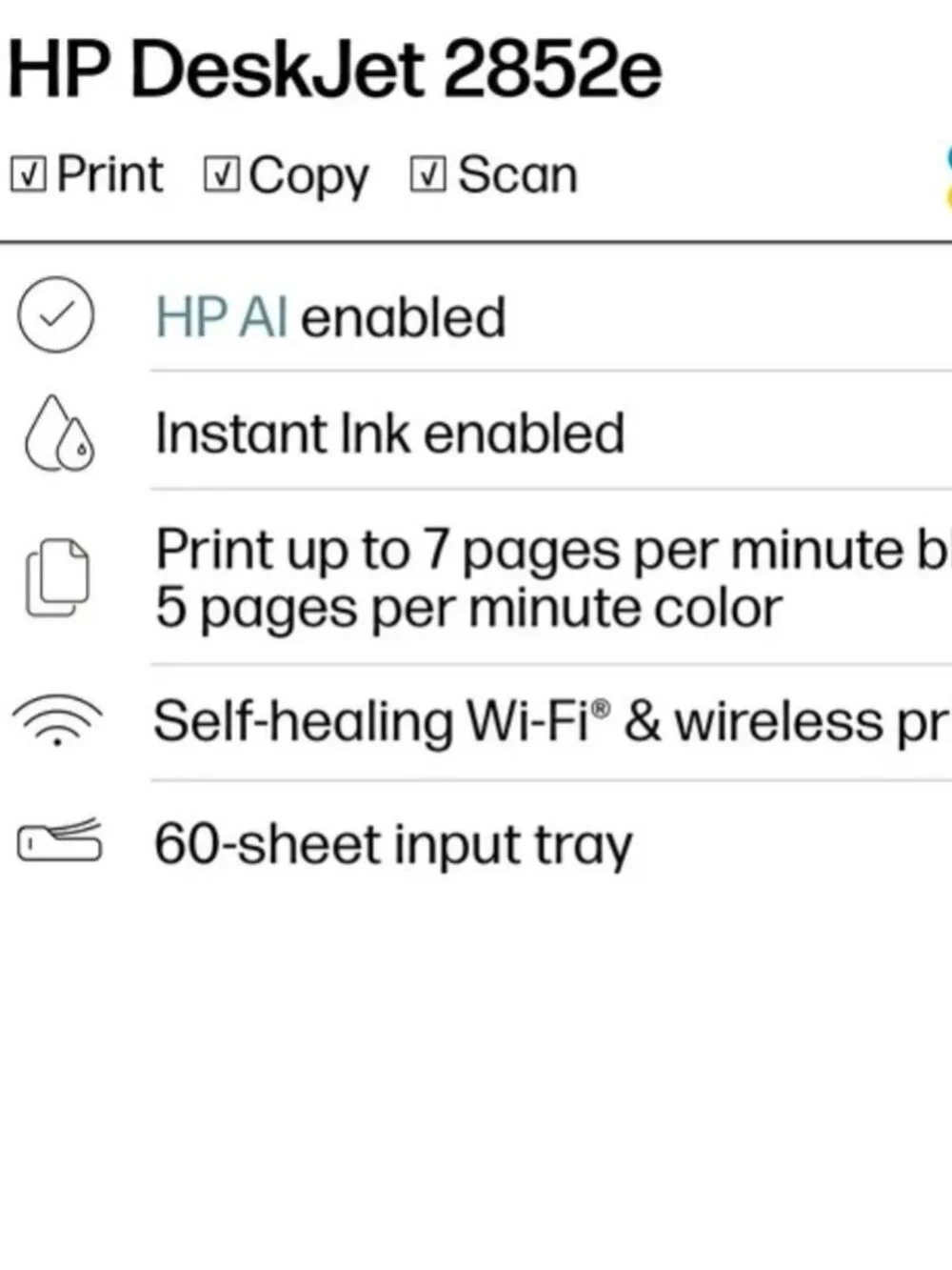 * HP DeskJet 2855e All-in-One Inkjet Printer, Color Mobile Print, Copy, Scan